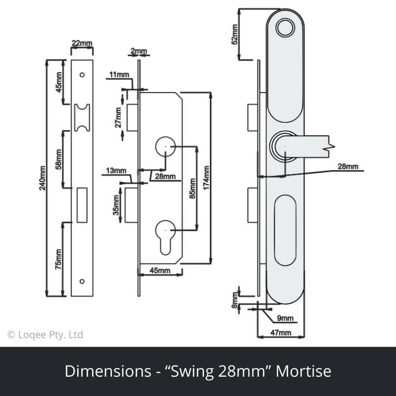 Loqee Slim - Fingerprint and Keyless Entry Smart Mortise Lock