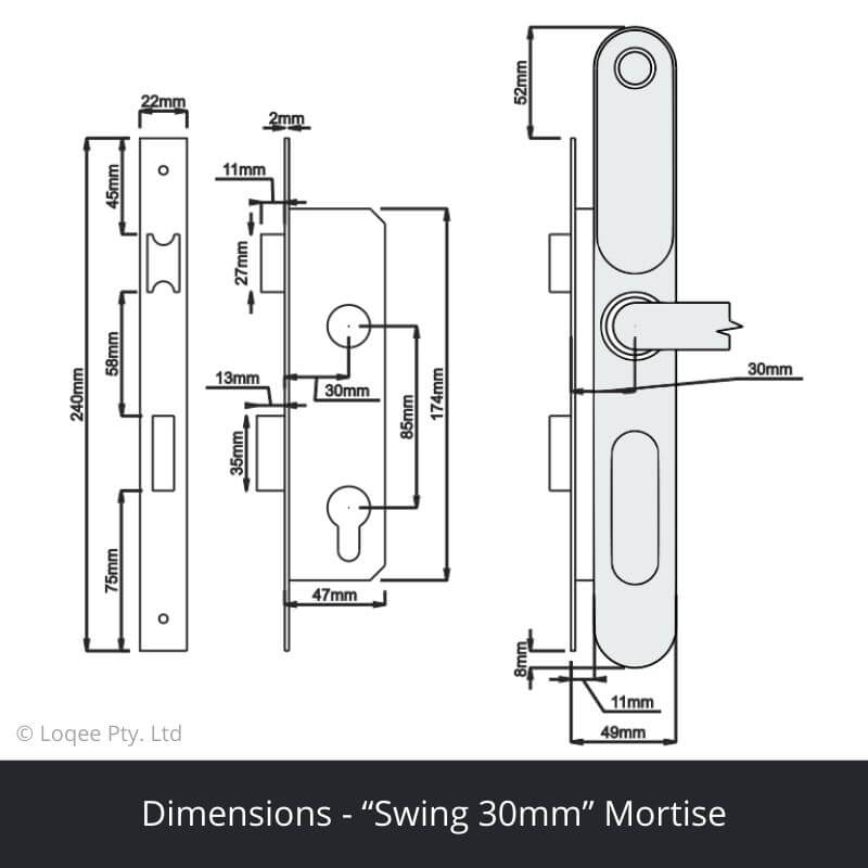 Loqee Slim - Fingerprint and Keyless Entry Smart Mortise Lock