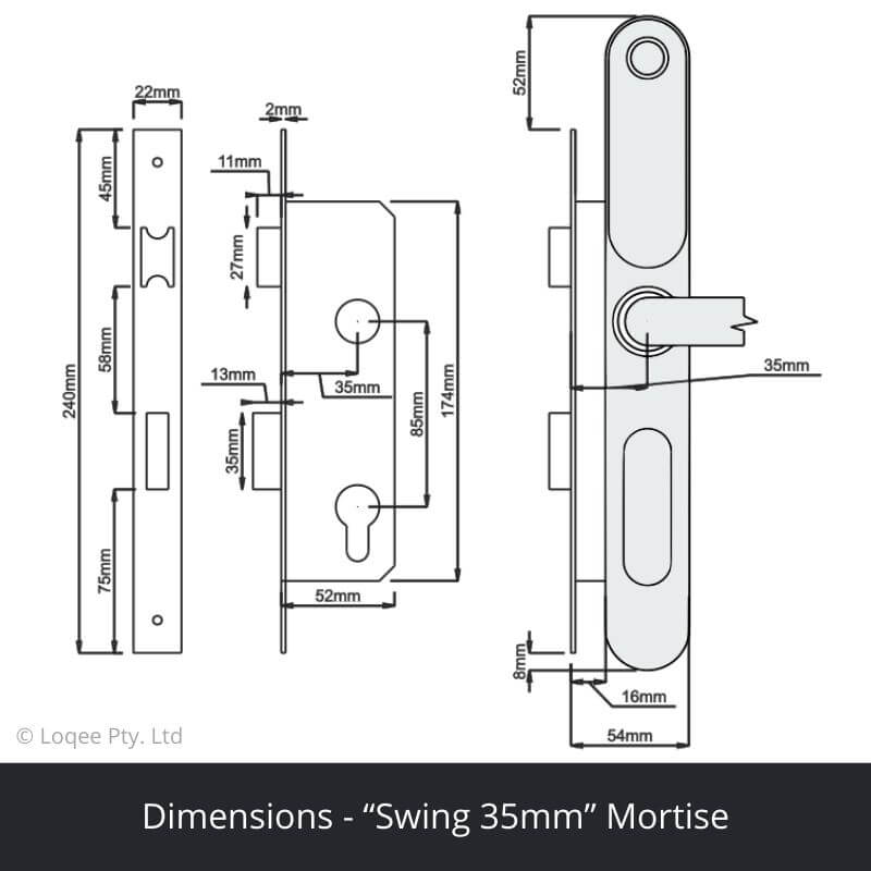 Loqee Slim - Fingerprint and Keyless Entry Smart Mortise Lock