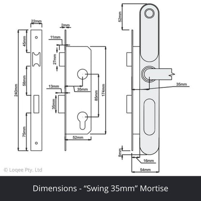 Loqee Slim - Fingerprint and Keyless Entry Smart Mortise Lock